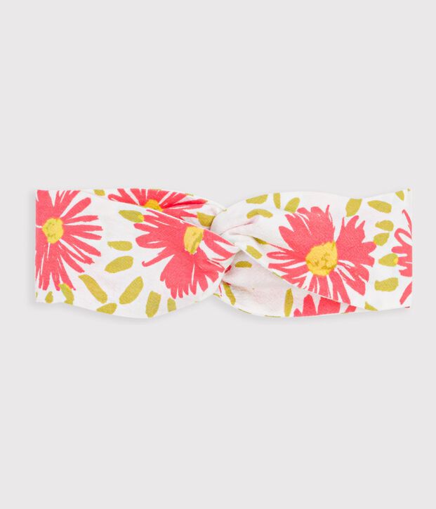 Baby girl's  floral print cr&ecirc;pe headband white/multicolor