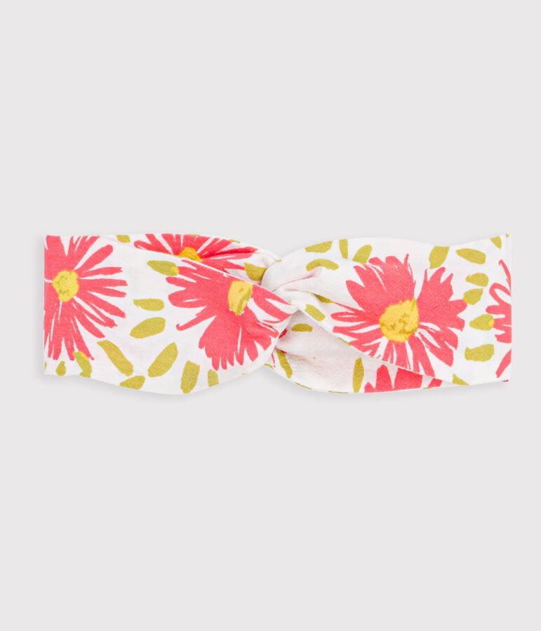 Baby girl's  floral print cr&ecirc;pe headband white/multicolor