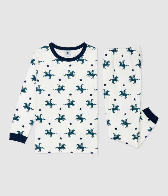 Boys' Knight Print Cotton Pyjamas MARSHMALLOW white/MULTICO white