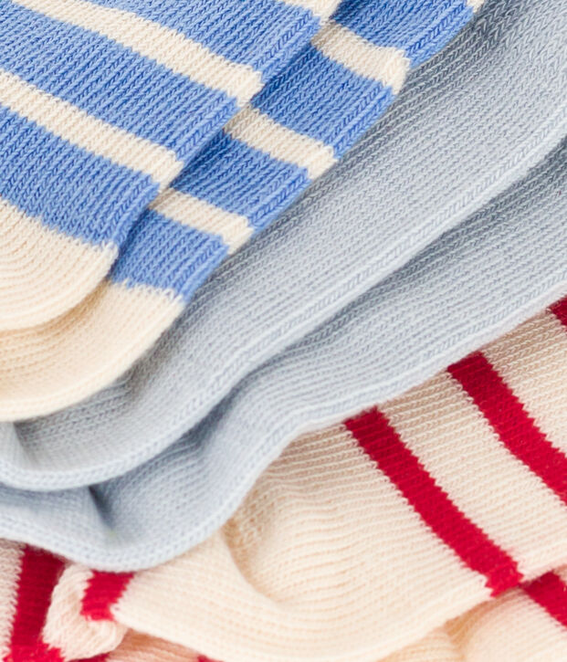 Babies' Cotton Jersey Striped Socks - Pack of 3 multicolor