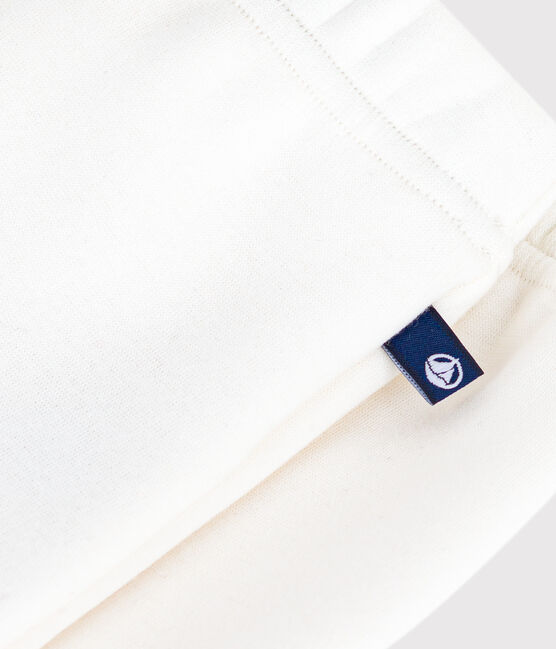 Babies' soft, warm plain cotton trousers MILK Ecru