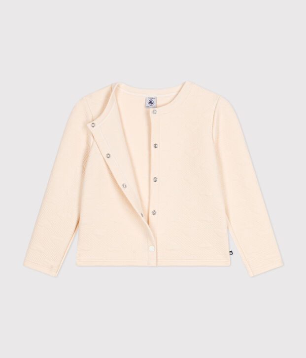 Girls' tube knit cardigan Ecru
