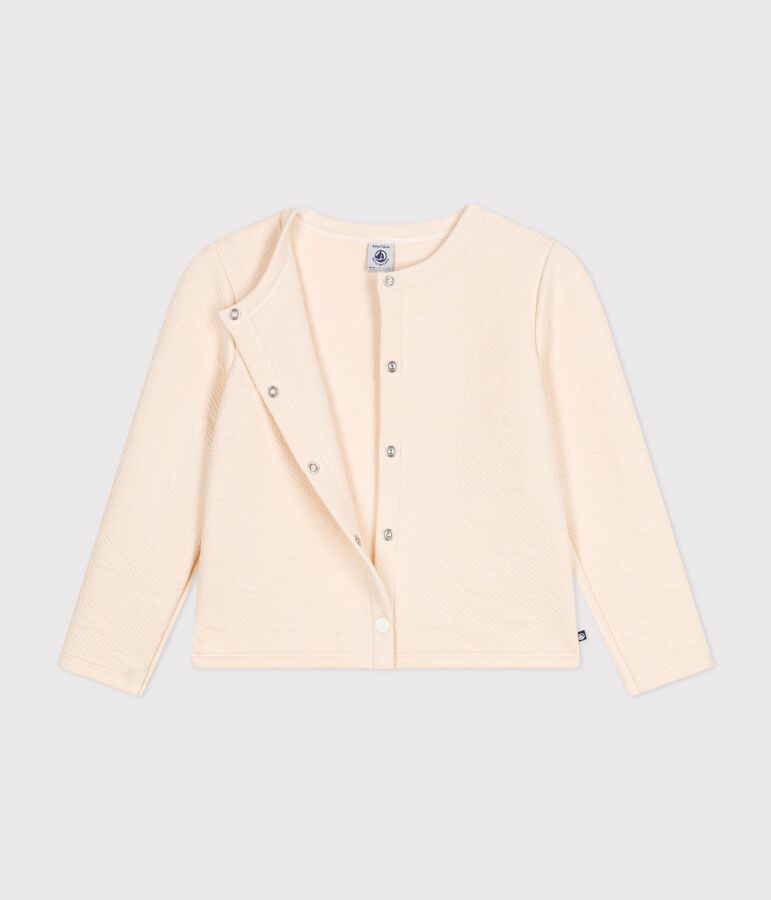 Girls' tube knit cardigan Ecru