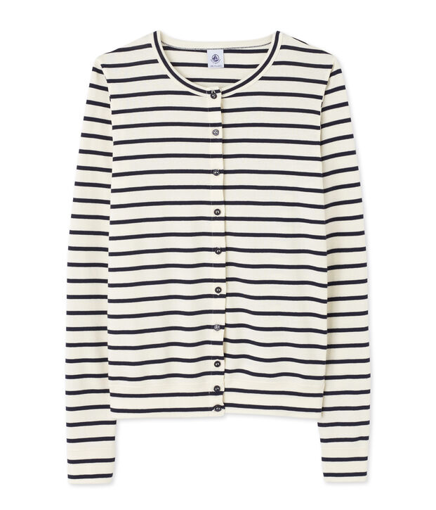 Women's striped cardigan white/blue