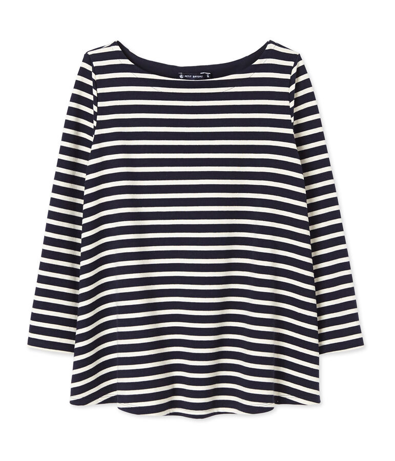 Women's striped top in heavy jersey SMOKING blue/COQUILLE beige