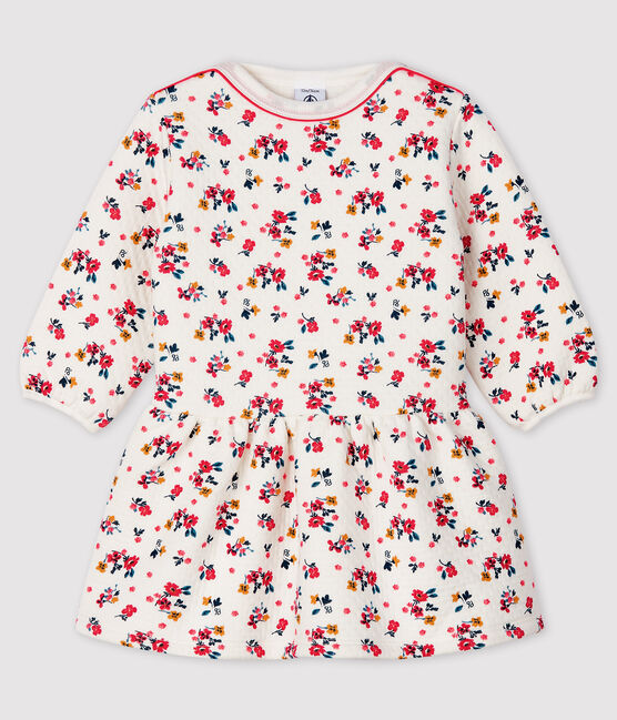 Baby girl's long-sleeved dress MARSHMALLOW white/MULTICO white