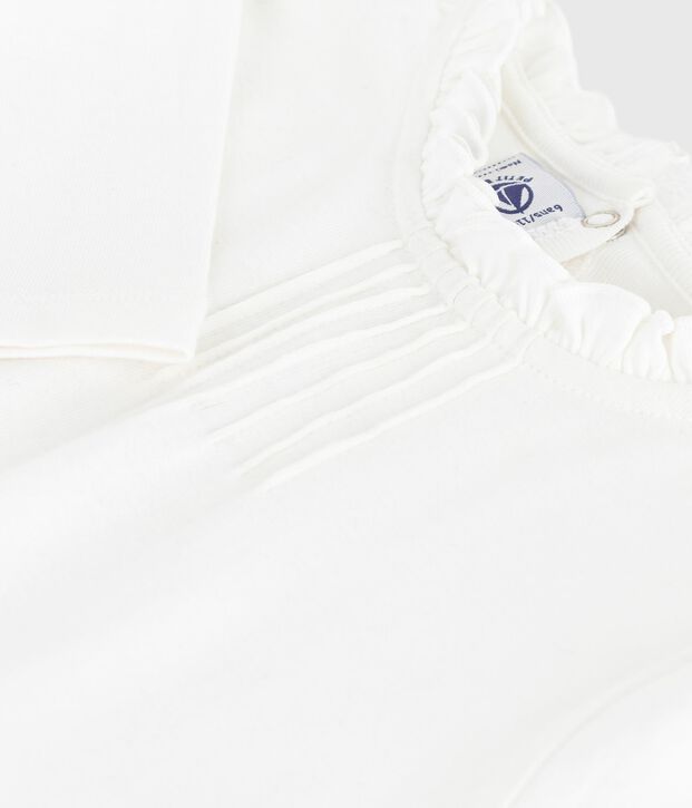 Children's long-sleeved plain cotton T-shirt white