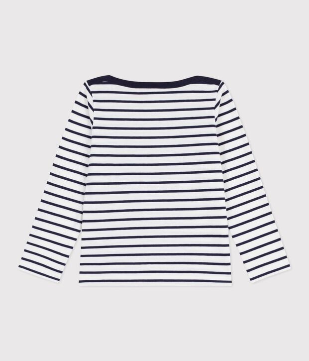 Children's iconic stripy cotton Breton top white/blue