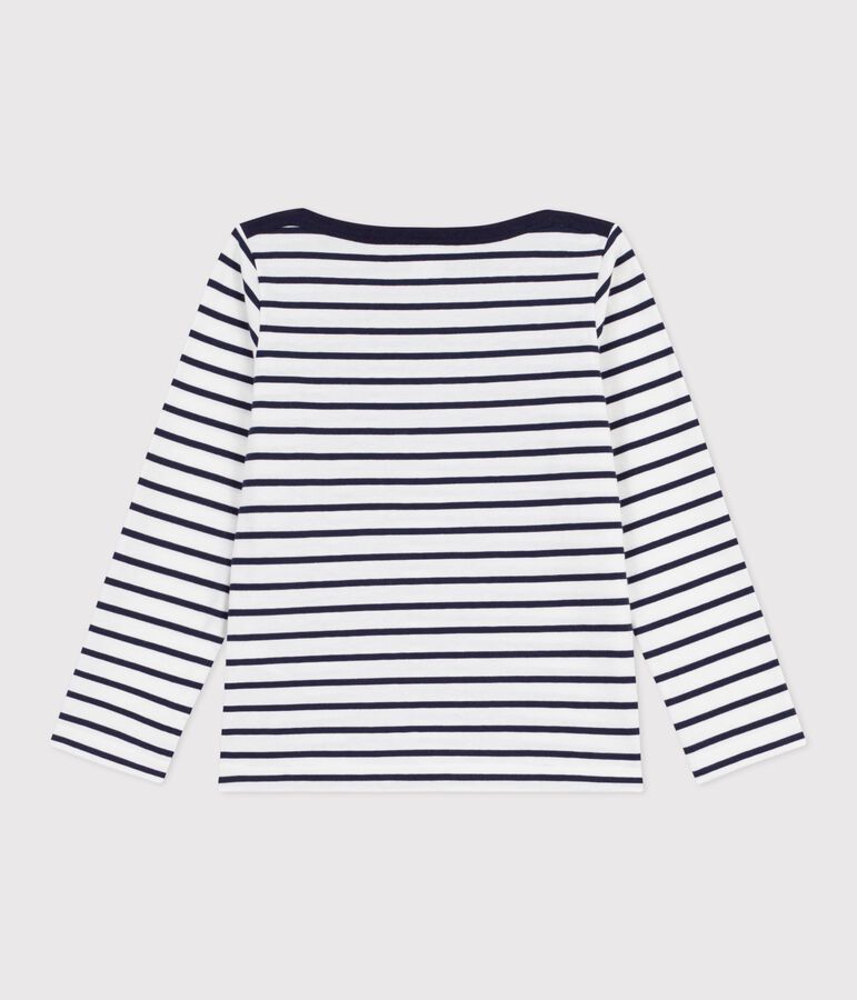 Children's iconic stripy cotton Breton top white/blue