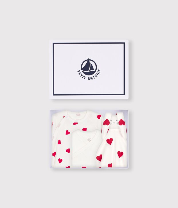 Newborn babies' heart-print cotton gift box multicolor