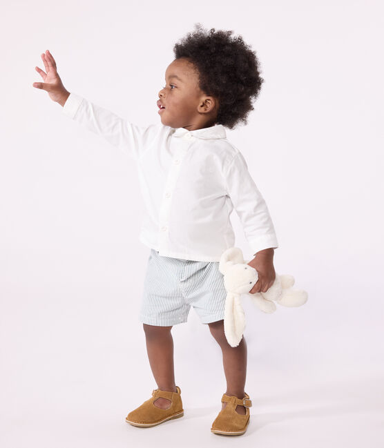 Babies' plain cotton shirt ECUME white