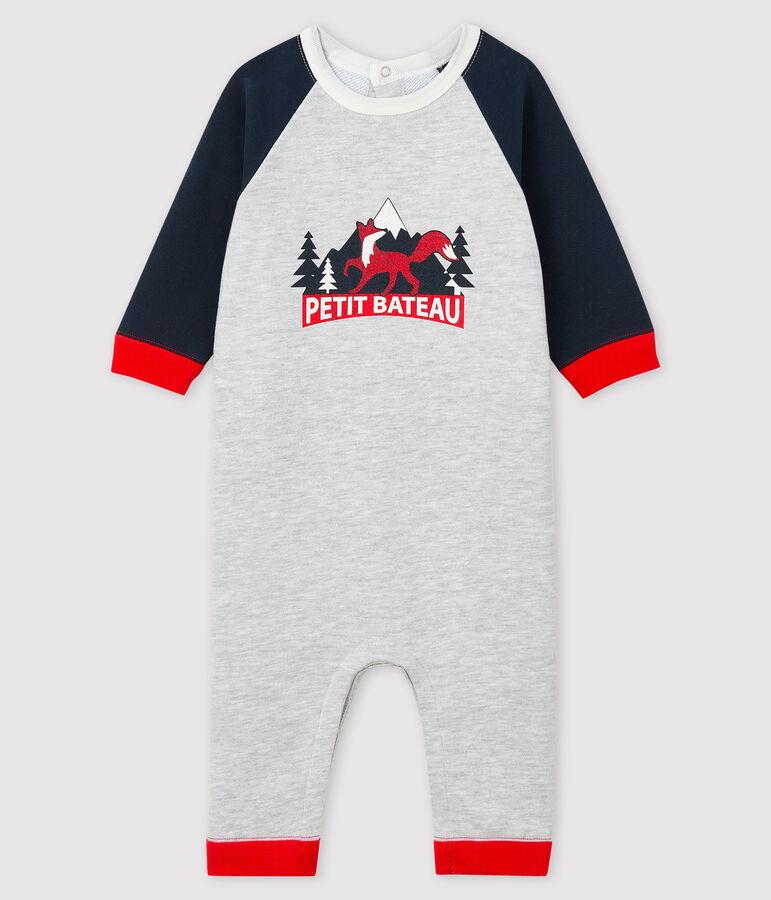 Baby boy's long playsuit grey/blue