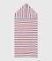Babies' stripy printed terry towelling bath cape MARSHMALLOW white/MULTICO white
