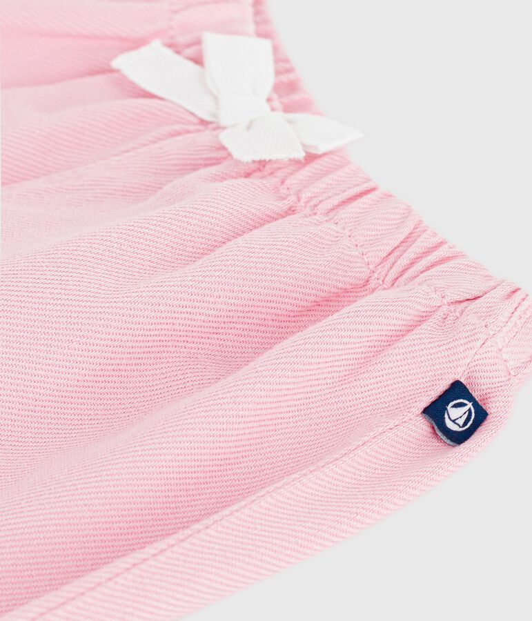 Babies' plain, soft cotton trousers MARQUISE pink