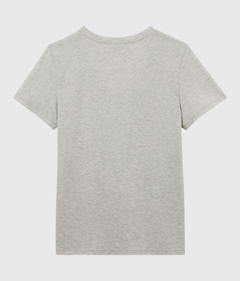 Women's Straight V-Neck Cotton T-Shirt grey