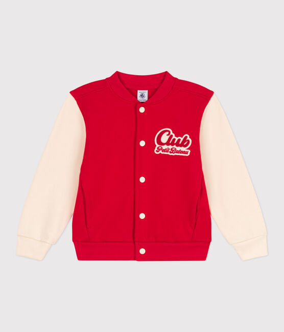 Boys' Fleece Baseball Jacket PEPS red/AVALANCHE white