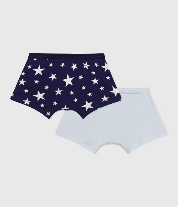 Pack of children's star print cotton boxers with covered waistbands multicolor