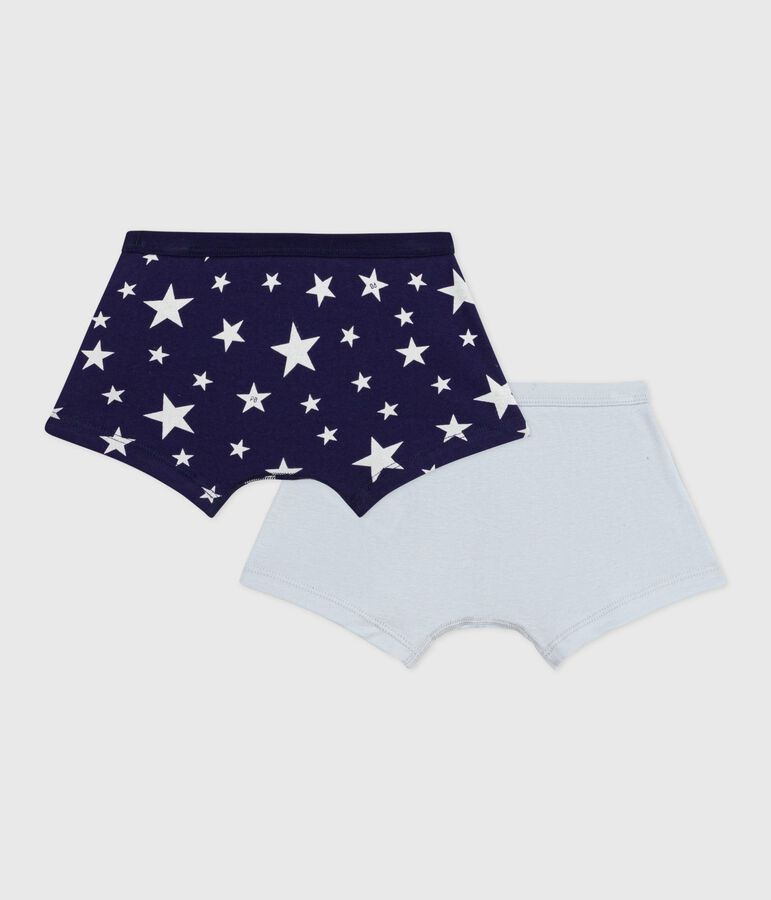Pack of children's star print cotton boxers with covered waistbands multicolor