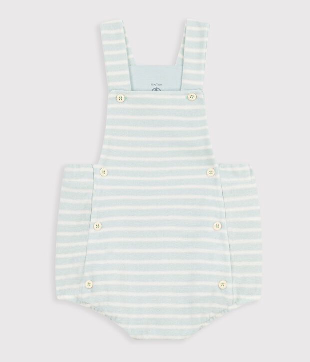 Babies stripy cotton terry rompers blue/ecru