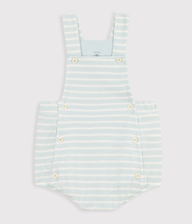 Babies stripy cotton terry rompers blue/ecru
