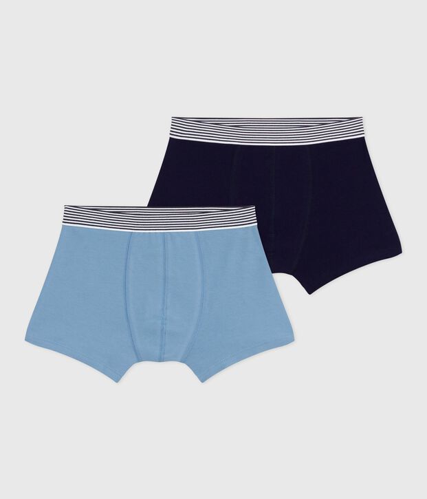 Pack of plain cotton and elastane boxers for children multicolor