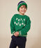 Fleece sweatshirt for girls or boys JARDIN green