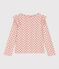 Girls' long-sleeved cotton T-shirt SALINE pink/MULTICO white