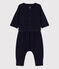 Babies' Organic Plain Tube Knit Clothing - 2-Piece Set SMOKING blue