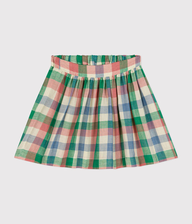 Girls' cotton gauze skirt Ecru/multicolor
