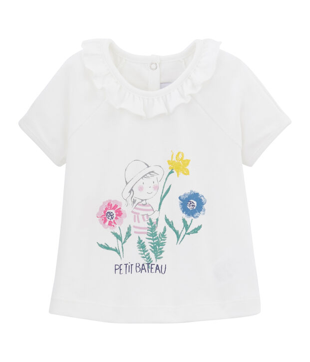 Baby Girls' Plain T-shirt white/multicolor