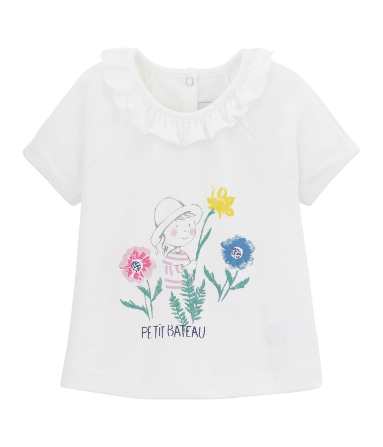 Baby Girls' Plain T-shirt white/multicolor