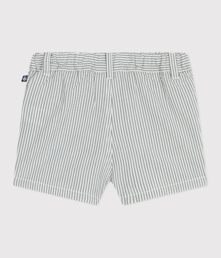 Babies' stripy seersucker shorts white/green