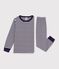 Children's stripy tube knit pyjamas blue/ecru