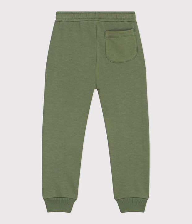 Children's plain cotton jogging bottoms OLIVINE