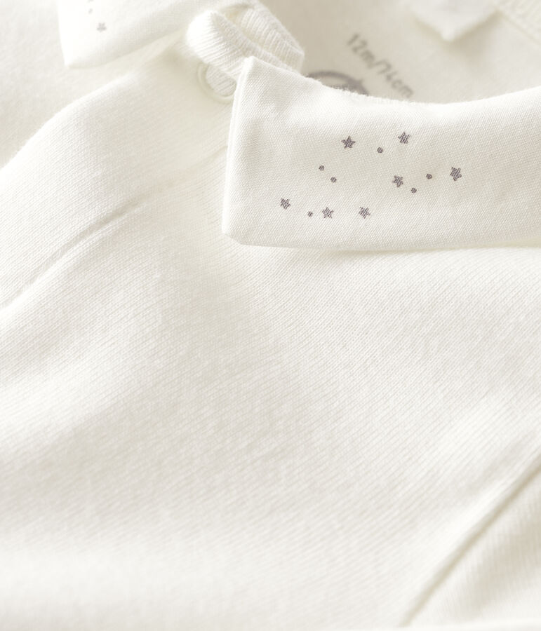 Babies' Organic Cotton Bodysuit with Collar MARSHMALLOW white