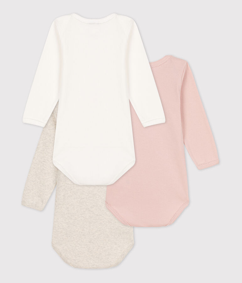 Babies' Long-Sleeved Cotton Bodysuits - 3-Pack multicolor