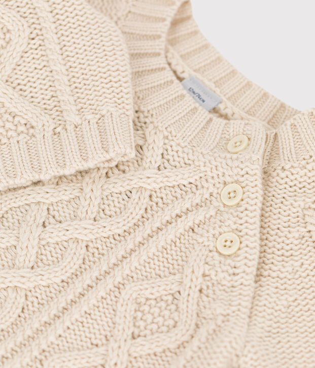 Babies' Cable Knit Cotton Pullover Ecru