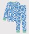 Boys' Plant Print Cotton Pyjamas MARSHMALLOW white/BRASIER blue