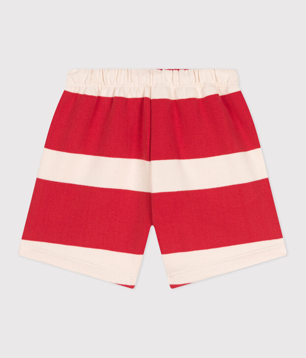 Children's stripy cotton shorts red/ecru