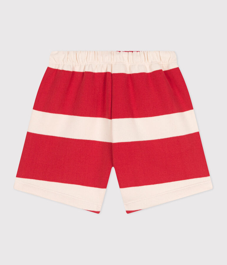 Children's stripy cotton shorts red/ecru