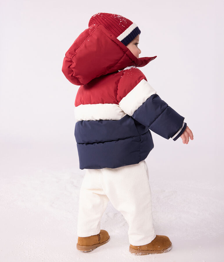 Babies' light plain colourblock puffer jacket SMOKING blue/MULTICO white