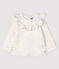 Baby girl's long-sleeved blouse MARSHMALLOW white/ARGENT grey