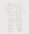 Babies' patterned fleece pyjama suit printed with mushrooms white/multicolor