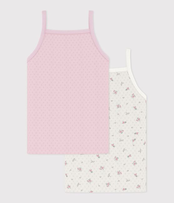 Pack of children's floral print openwork cotton tank tops variante 1