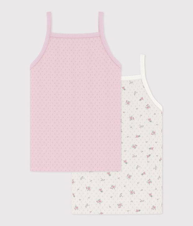 Pack of children's floral print openwork cotton tank tops multicolor