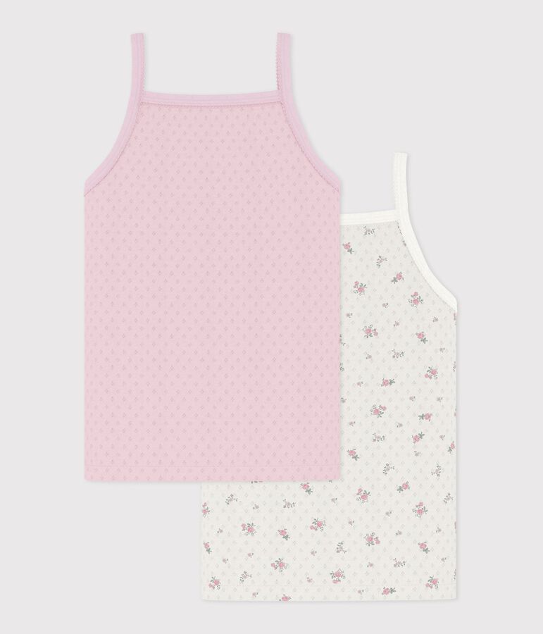 Pack of children's floral print openwork cotton tank tops multicolor