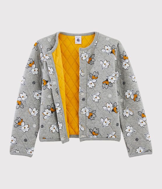 Girls' Tubular Knit Cardigan SUBWAY grey/MULTICO white