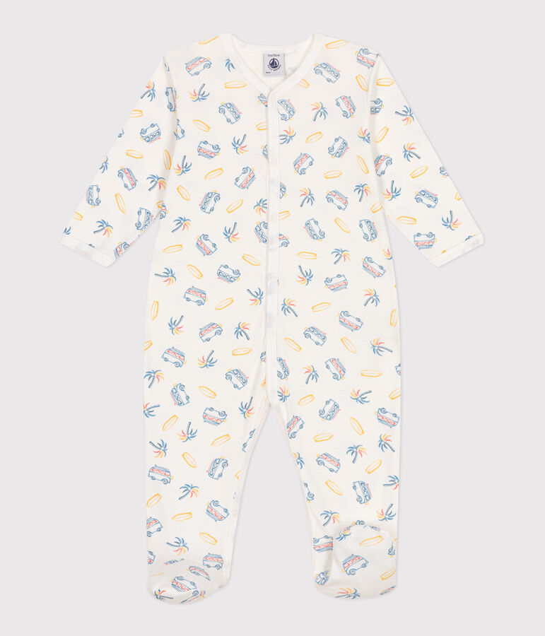 Babies' van design cotton pyjamas white/multicolor