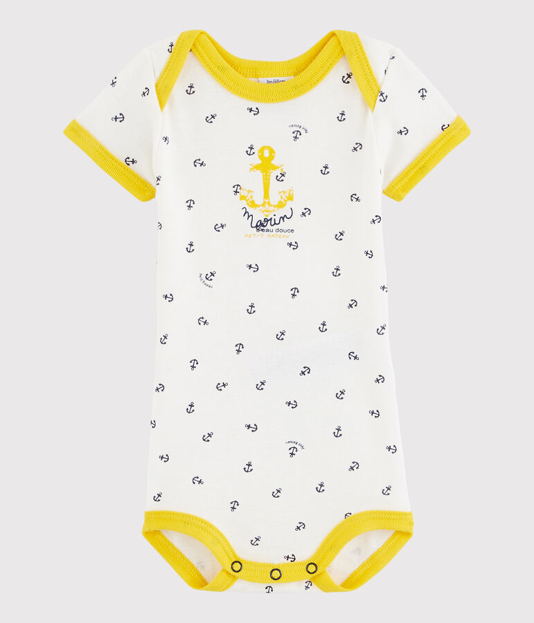 Baby Boys' Short-Sleeved Bodysuit white/yellow