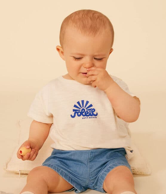 Babies' Short-Sleeved Slub Jersey T-Shirt AVALANCHE Ecru